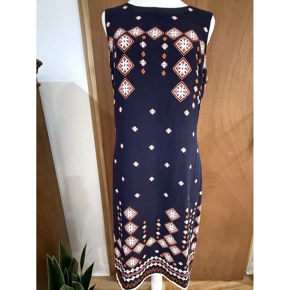 Shift Dress Navy Knee Sleeveless Sz 10 NorthStyle Ethnic Inspired 90's Mom Y2K - Picture 2 of 16